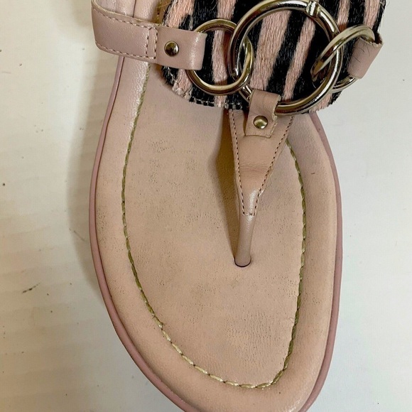 Franco Sarto Gitana Leather Wedge Sandal Pink 6M Animal Print Accent. - Picture 5 of 8